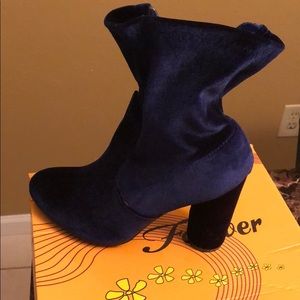 Blue velour Material booties